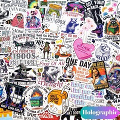 200 PCS Funny Holographic Stickers for Adults, Waterproof Vinyl Sarcastic Mem…