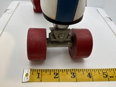 Vintage Derby Fireball Quad Roller Skates Size 5 Made Philippines White Red Blue
