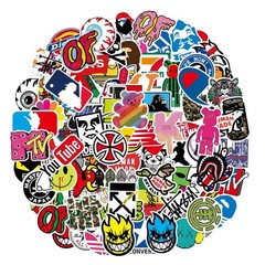 100 PCS cool brand sticker stickers Vinyl Skateboard Luggage Pack Logo Decals
