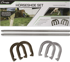 Horseshoe Set: Traditional Outdoor Lawn Game Includes Four Professional Solid St