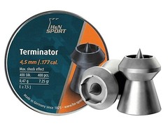 H&N TERMINATOR .177 CAL HOLLOW POINTED LEAD PELLETS 400 count 7.25 grains