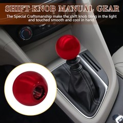 Round Ball Shift Knob, Shifter Knob, Chrome Finish Weighted Gear Shift Red
