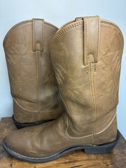 Justin Western Boots Brown Leather Upper JB1100 US 11D Men Equestrian Style