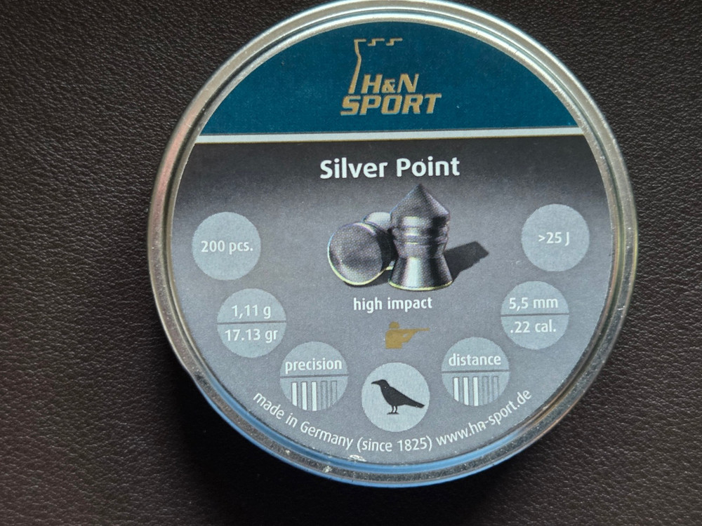 H&N Silver Point Air Rifle Pellet .22 Cal., 17.13gr, 200 pcs
