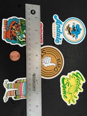 5 funny cartoon New-school SKATE skateboard STICKERS LOT gone fishing bro style