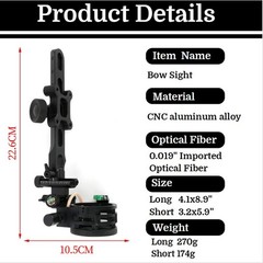 Compound Bow 5 Pin Sight 0.019″ Optical Fiber 8X 6X Archery Hunting Target RH LH