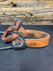 Simco Leather Stainless Steel Hackamore with Leather Noseband Bit Vintage