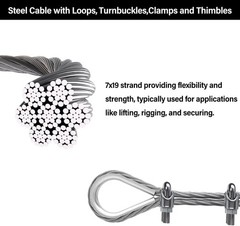 1/4 Stainless Steel Cable, 100Ft Wire Rope, 1/4″ Aircraft Cable with 7×19