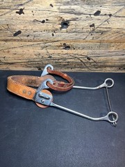 Simco Leather Stainless Steel Hackamore with Leather Noseband Bit Vintage