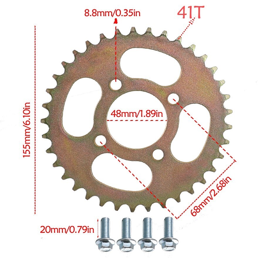 #41 428 Chain Front Rear Sprocket Fr ATV Quad Go Kart Buggy Motorcross Golf Cart