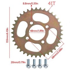 #41 428 Chain Front Rear Sprocket Fr ATV Quad Go Kart Buggy Motorcross Golf Cart