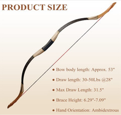 Archery Hunting Traditional Recurve Bow Handmade Mongolian Horsebow Shooting