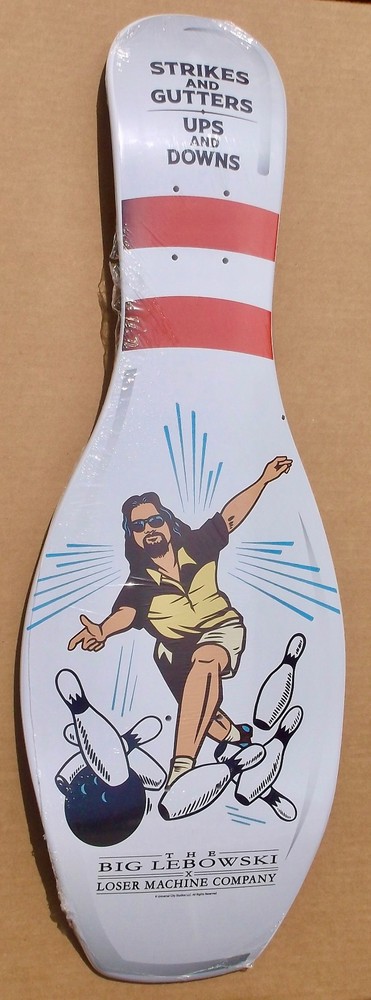 LOSER MACHINE X BIG LEBOWSKI «THROWING ROCKS» SKATEBOARD DECK BOWLING PIN SHAPE