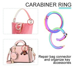 Coobigo 10Pack 1-1/4 Inch Large Round Rainbow Carabiner Clips Metal Spring O
