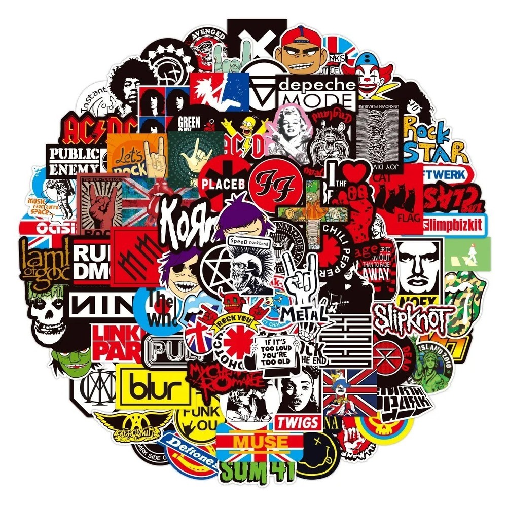 100 PCS Rock Music Punk Style Stickers Cartoon Hip-hop Personalized Decorative