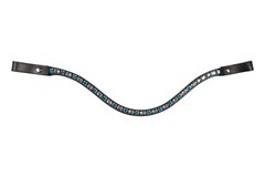 HKM Browband w bling Snaps on Havana Leather Interchangeable w any bridle FULL
