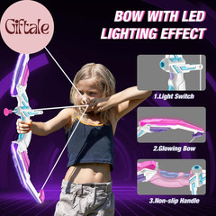 2 Pack Bow and Arrow for Kids 4-6, LED Light up Archery Set with 24 Suction Cup