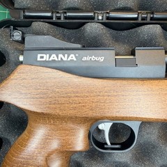 Diana Airbug .22 Caliber Co2 Pellet Pistol w/hard Case, Sight, Mag. New Other