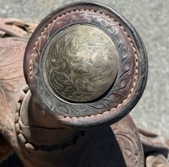 Billy Royal Vintage Show Saddle Simco Tex Tan Leather Western Hand Tool Brass
