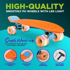 Hurtle 6» PP Deck Skateboard-Mini Cruiser Skateboard-Kids, Teens, Adults-Orange