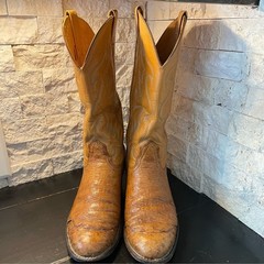 Nocona leather ostrich quill cowboy boots Embroidered with ornate toe Sz 8.5 D