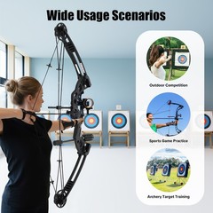 Right Hand Compound Bow For Training W/ 12x Arrow Weight Cams Fully Adjustable