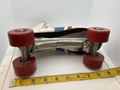 Vintage Derby Fireball Quad Roller Skates Size 5 Made Philippines White Red Blue