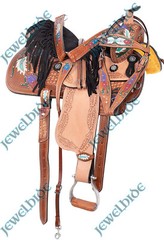 Navajo Feathers Barrel Racing Western Pleasure Horse Saddle 14″-18″ Size F/s