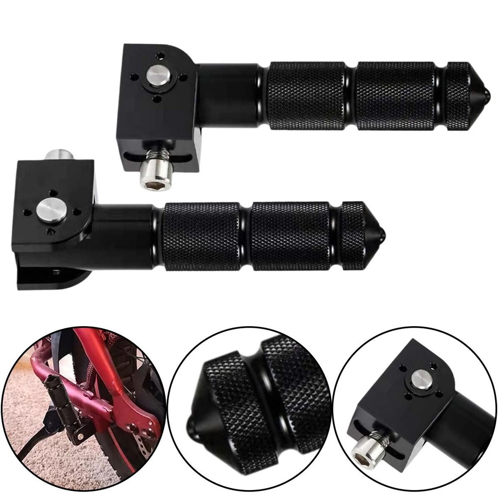Motorcycle Scooter Black Aluminum Alloy Foldable Foot Pedals Set