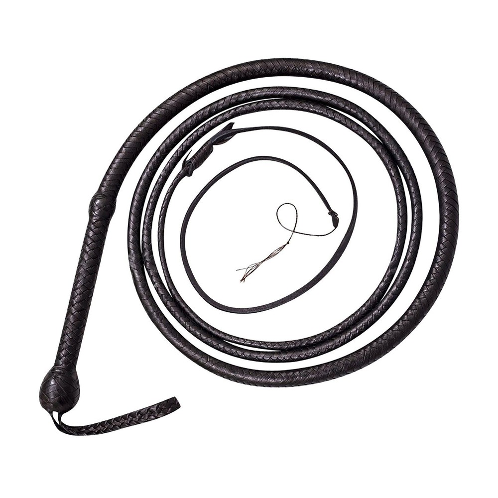 Real Cowhide Bull WHIP 04 TO 16 FEET Long 16 Plaits Black Indiana Jones Whip