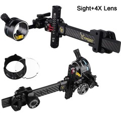 Carbon Compound Bow Sight 1 Pin 4X 6X 8X Lens .019 Archery Hunting Sports TX9610