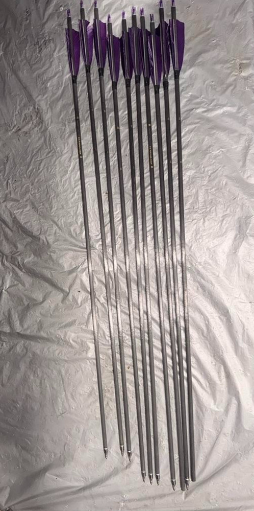 12pc 30″ Carbon Arrows Turkey Feathers SP500 Compound Recurve Bow Hunting Target