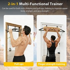 2 in 1 Hang Board Rock Climbing Hangboard with Door Way Pull Up Bar