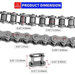 Belleone #35 Roller Chain, 3 Feet 35 Chain with 5 Master Links, 96 Links