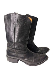 Cowboy Boots For Men Elegant Black Textured Leather Made In Spain 11 1/2D