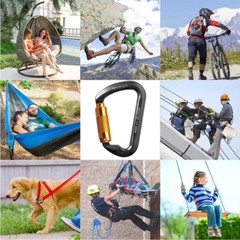 30KN Auto Locking Climbing Carabiner Aluminum Heavy Duty D-Shape Clip Twist Lock
