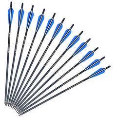 12PACK 20″ Crossbow Bolts Carbon Arrows Half Moon Nocks 8.8mm Shaft Shooting