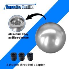 BDZMC Car Round Ball Gear Shift Knob, Aluminum Alloy Gear Shift Stick Silver