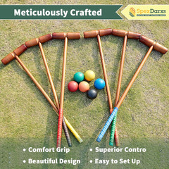 35’’ Deluxe Croquet Set, Six Player Croquette Game with Premium Wooden Mallets,