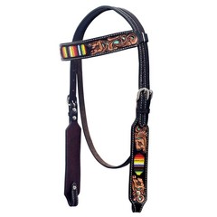 Hilason Horse Floral Hand Carved American Leather Breast Collar Headstall