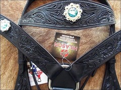HILASON Western Horse Headstall Breast Collar Set American Leather Black |