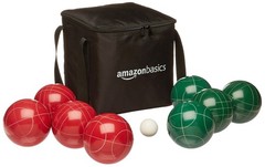 Amazon Basics 100mm Bocce Ball Game Set with 100mm, Green, Red, White