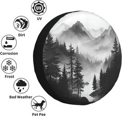Mountain Lake Tree Landscape Spare Tire Cover Weatherproof Universal Wheel Prote
