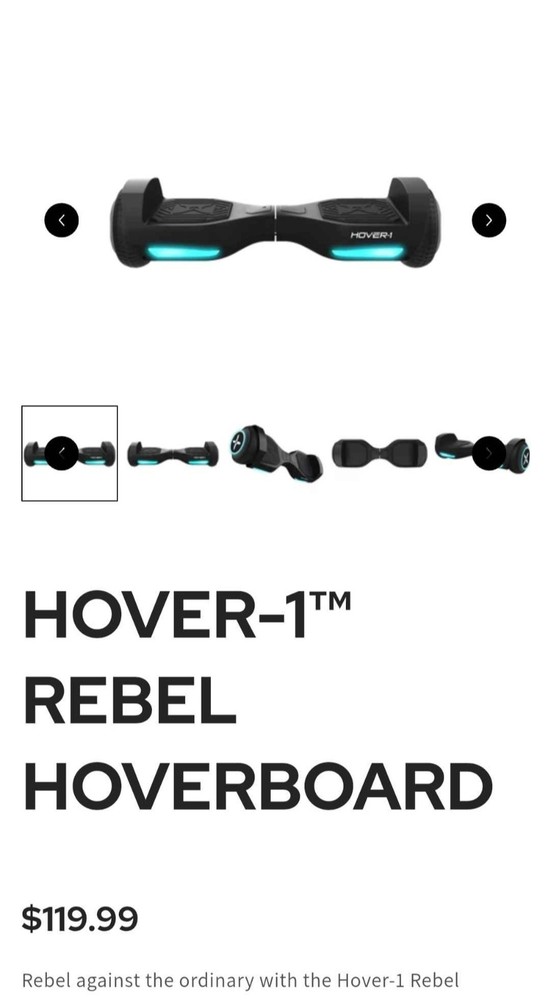 Rebel Hoverboard – Black – Still In Box Never Opened *Sold Out Online*