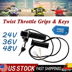24V 36V 48V Universal Twist Throttle Grips & 2 Keys For Electric Scooter E-Bike