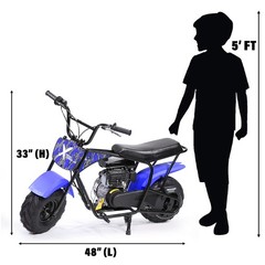 XtremepowerUS Pro-Series 99cc Mini Dirt Bike Gas-Power 4 Stroke Pocket Ride Blue