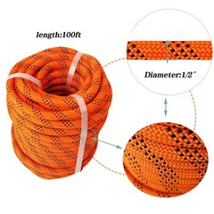 Outdoor Braided Polyester Arborist Rigging Rope (1/2″x100′ ) High Strength