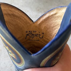 VTG Roper Made in Spain Leather Cowboy Boots Women’s 8 Blue Brown Western