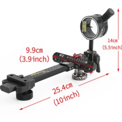 Compound Bow Sight 1Pin 0.019″ Archery 4X 6X 8X Lens Carbon Rod Micro Adjustable