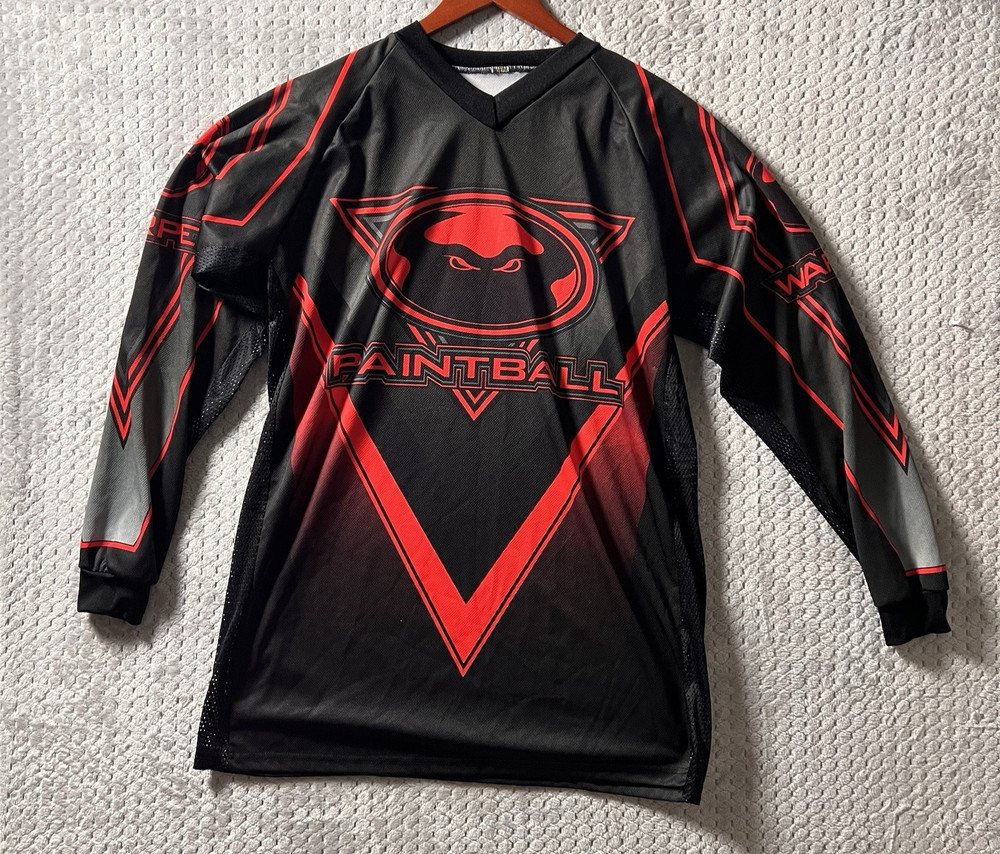 WARPED SPORTZ PAINTBALL JERSEY – ADULT SIZE EXTRA LARGE XL – BLACK /RED – OG